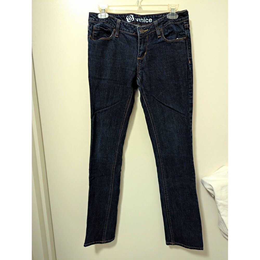 Venice Bullhead Denim Dark Wash Blue Skinny Stretch Jeans Juniors Size 7